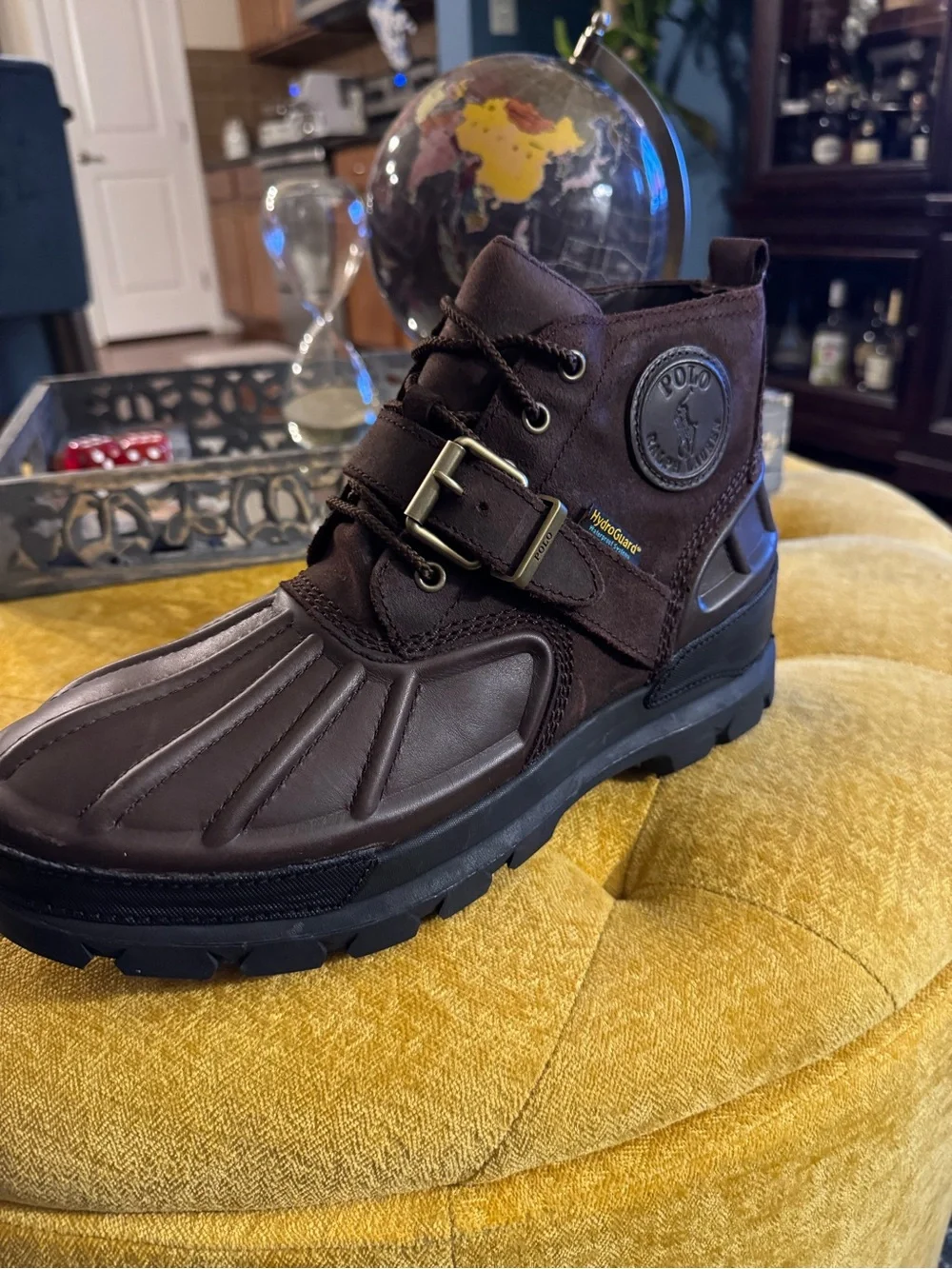 Polo by Ralph Lauren Men’s Brown Leather Oslo Low Waterproof Duck Boots, Size 10